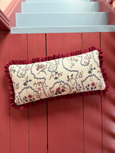 Load image into Gallery viewer, Floral Embroidery + Maroon Frill