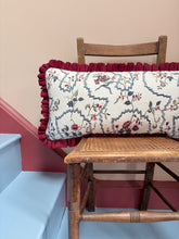Load image into Gallery viewer, Floral Embroidery + Maroon Frill