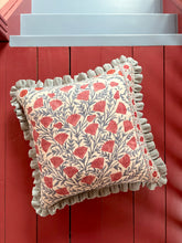 Load image into Gallery viewer, Blue and Red Floral + Pale Blue Frill