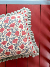 Load image into Gallery viewer, Blue and Red Floral + Pale Blue Frill