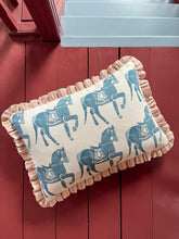 Load image into Gallery viewer, Blue Horse + Your Choice of Frill / Piping and Back Fabric