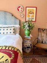 Load image into Gallery viewer, Blue Trellis Motif + Pale Blue Frill