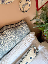 Load image into Gallery viewer, Blue Trellis Motif + Pale Blue Frill