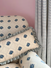 Load image into Gallery viewer, Blue Trellis Motif + Pale Blue Frill