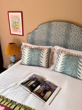 Load image into Gallery viewer, Blue Marbled Stripe + Your Choice of Frill / Piping and Back Fabric