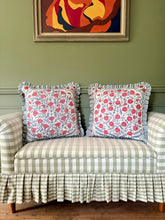 Load image into Gallery viewer, Blue and Red Floral + Pale Blue Frill