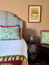Load image into Gallery viewer, Green and Blue Flower + Your Choice of Frill / Piping and Back Fabric