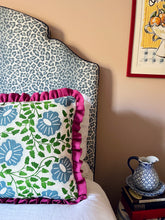 Load image into Gallery viewer, Green and Blue Flower + Your Choice of Frill / Piping and Back Fabric