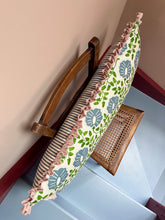 Load image into Gallery viewer, Green and Blue Flower + Your Choice of Frill / Piping and Back Fabric