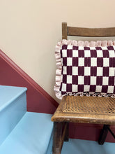 Load image into Gallery viewer, Plum Checkerboard + Your Choice of Frill / Piping and Back Fabric