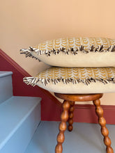 Load image into Gallery viewer, Ochre Leaf Stripe + Dark Chocolate Stripe Frill