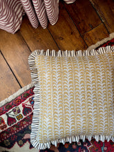 Load image into Gallery viewer, Ochre Leaf Stripe + Dark Chocolate Stripe Frill