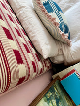 Load image into Gallery viewer, Blue Woven Checkerboard + Pale Pink Frill