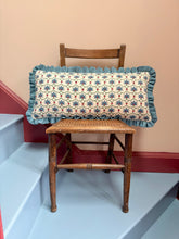 Load image into Gallery viewer, Blue Palm Pattern + French Blue Frill