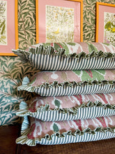 Load image into Gallery viewer, Green and Pink Ikat + Your Choice of Frill / Piping and Back Fabric