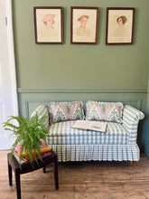 Load image into Gallery viewer, Green and Pink Ikat + Your Choice of Frill / Piping and Back Fabric