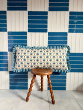 Load image into Gallery viewer, Blue Palm Pattern + French Blue Frill
