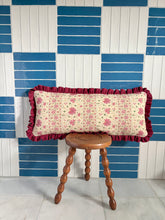 Load image into Gallery viewer, Pretty Floral Pink Stripe + Maroon Frill