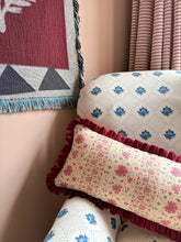 Load image into Gallery viewer, Pretty Floral Pink Stripe + Maroon Frill