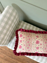 Load image into Gallery viewer, Pretty Floral Pink Stripe + Maroon Frill