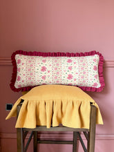 Load image into Gallery viewer, Pretty Floral Pink Stripe + Maroon Frill