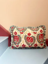 Load image into Gallery viewer, Red and Blue Multi Print + Pale Blue Frill