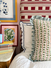 Load image into Gallery viewer, Green Vine Leaves + Pale Blue Frill