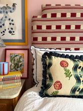 Load image into Gallery viewer, Floral Wavy Stripe + Plain Navy Frill