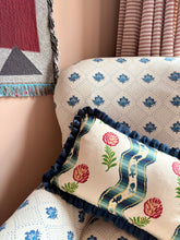 Load image into Gallery viewer, Floral Wavy Stripe + Plain Navy Frill