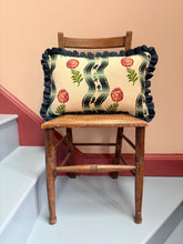 Load image into Gallery viewer, Floral Wavy Stripe + Plain Navy Frill