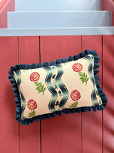 Load image into Gallery viewer, Floral Wavy Stripe + Plain Navy Frill