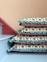 Load image into Gallery viewer, Blue Palm Pattern + French Blue Frill