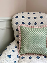 Load image into Gallery viewer, Green Petal + Pink Candy Stripe Frill