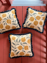 Load image into Gallery viewer, Ochre Pomegranate + Your Choice of Frill / Piping and Back Fabric