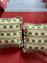 Load image into Gallery viewer, Green Square Stripe + Your Choice of Frill / Piping and Back