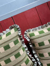 Load image into Gallery viewer, Green Square Stripe + Your Choice of Frill / Piping and Back