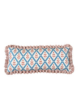 Load image into Gallery viewer, Blue and Orange Trellis + Orange Stripe Frill