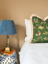 Load image into Gallery viewer, Green Vintage Folk Scene + Pink Stripe Frill