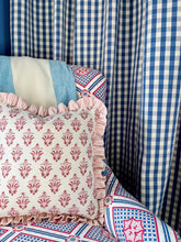 Load image into Gallery viewer, Red Block Print + Pink Stripe Frill