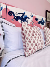 Load image into Gallery viewer, Red Block Print + Plain Maroon Piping