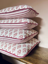 Load image into Gallery viewer, Red Block Print + Plain Maroon Piping