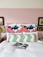 Load image into Gallery viewer, Blue Scrolling Fern + Pink Stripe Frill