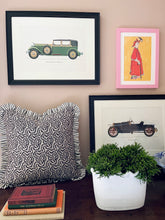 Load image into Gallery viewer, Midnight Coral + Black Ticking Stripe Frill