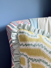 Load image into Gallery viewer, Yellow Maze + Aqua Stripe Frill