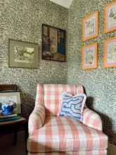 Load image into Gallery viewer, Blue and Pink Maze + Pink Stripe Frill