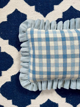 Load image into Gallery viewer, Blue Check + Pale Blue Linen Frill
