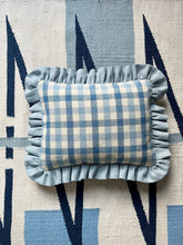 Load image into Gallery viewer, Blue Check + Pale Blue Linen Frill
