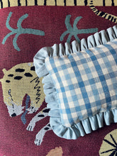 Load image into Gallery viewer, Blue Check + Pale Blue Linen Frill