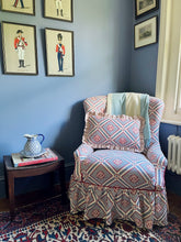 Load image into Gallery viewer, Blue and Red Geo + Plain Pink Frill