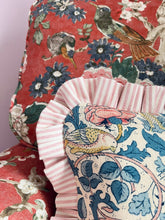 Load image into Gallery viewer, William Morris Bird and Rose + Pink Stripe Frill
